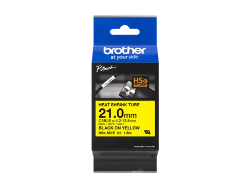 Brother HSe-651E krimpkous tapecassette zwart op geel 21mm