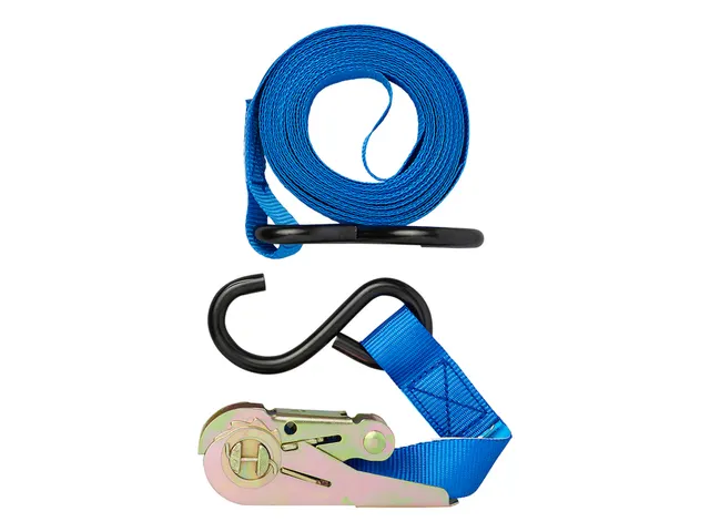 Spanband ProPlus ratel 5 meter met 2 haken blauw