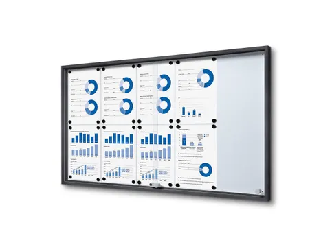 Vergrendelbaar notitiebord Indoor Slim 10xA4 Schuifdeuren Antraciet