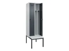 locker met bank,voor scheiding van kleding,HxBxD 2120x600x815mm,2vak