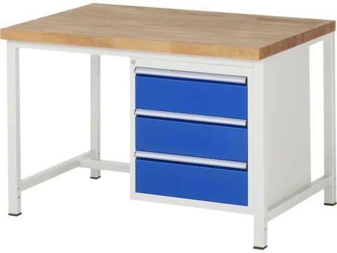 werkbank,HxBxD 840-1040x1250x900mm,beukblad,draagverm. 1250kg,4voeten