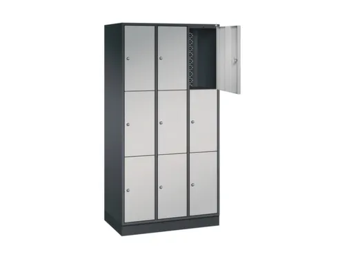 lockerkast,HxBxD 1950x920x500mm,3x3vakken,cil.-slot,sokkel