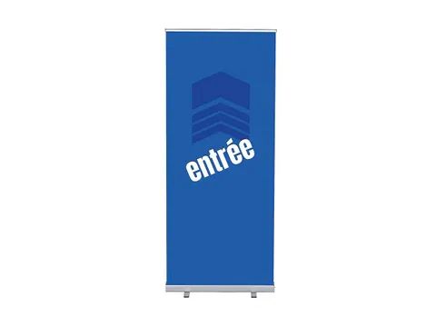 Roll-Banner 85x200 complete set met print "Entrée" Blauw