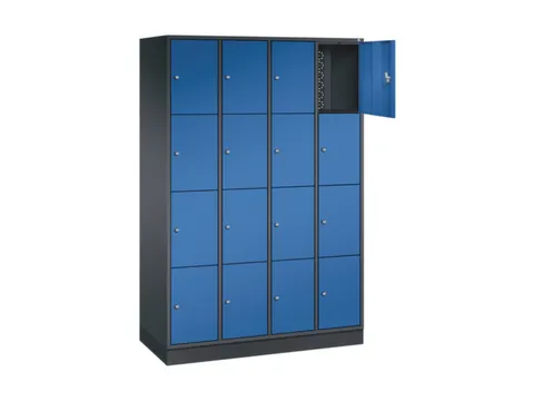 lockerkast,HxBxD 1950x1220x500mm,4x4vakken,cil.-slot,sokkel