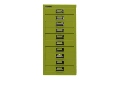 kantoor-ladekast HxBxD 590x279x380mm 10 laden romp + front groen staal