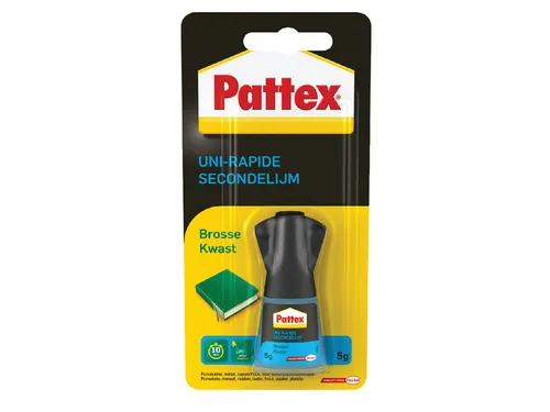 Secondenlijm Pattex met kwast flacon 5 gram op blister