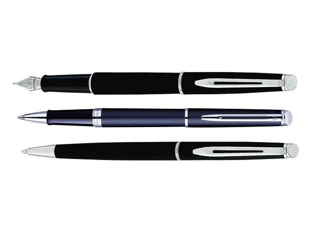 Balpen Waterman Hémisphère Matt Black CT Medium Blauwe inkt