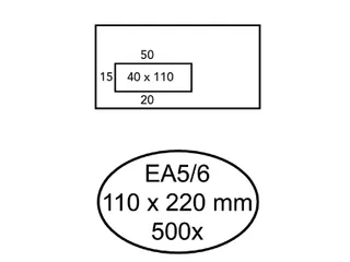 Envelop Hermes Ea5/6 110x220mm Venster links 40x110 Zelfklevend - 1