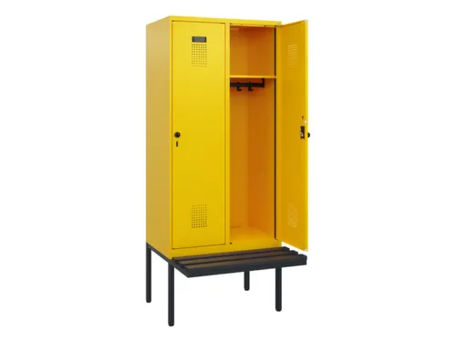 locker met bank,HxBxD 1950x800x815mm,2vak,vak B 400mm,draaigrendel
