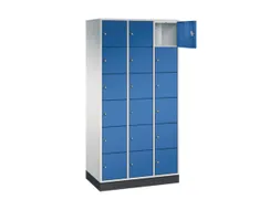 lockerkast,RAL 7035/RAL 5010,HxBxD 1950x920x500mm,3x6vakken,cil.-slot