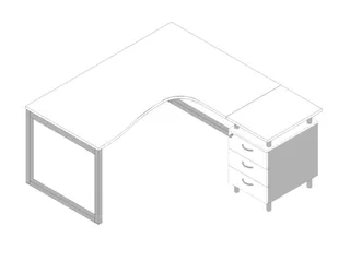 Bureauset Bureau Staand Ladeblok Rechts 730x1600x1650mm Wit Zilver - 1