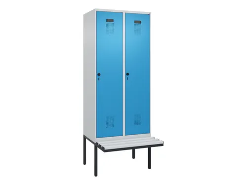 locker met bank,HxBxD 2120x800x815mm,2vak,vak B 400mm,draaigrendel