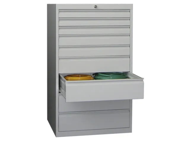 ladekast HxBxD 1200x715x600mm 9laden slot RAL7035 front RAL5012