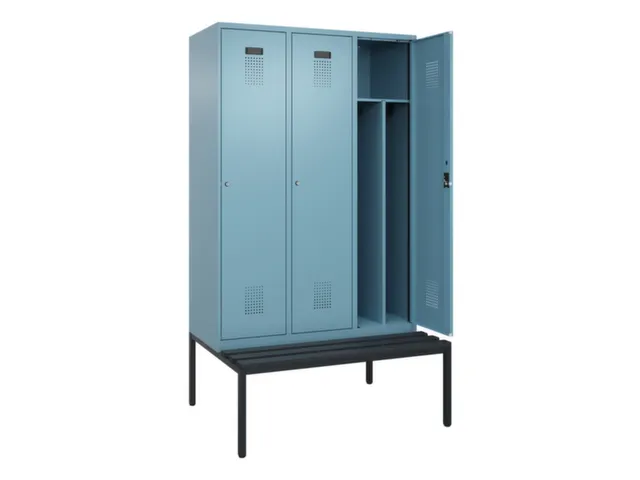 locker met bank,voor scheiding van kleding,HxBxD 2120x1200x815mm,3vak