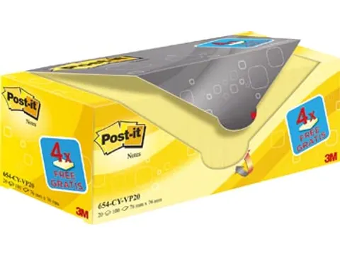 100 Vel 76 X 76 Mm Geel 16 Blokken + 4 Gratis