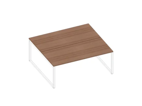 benchtafel,HxBxD 730x1800x1600mm,blad canaletto-hout,sledeframe wit