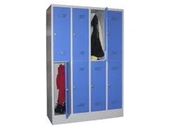 dubbeldekse locker,HxBxD 1850x1200x500mm,4x2vak.,RAL7035,front RAL5010