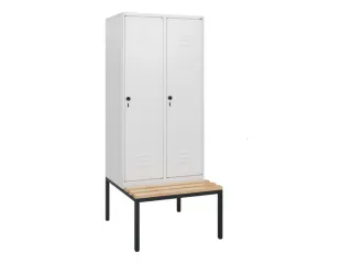 locker met bank,HxBxD 1950x800x815mm,2vak,vak B 400mm,draaigrendel - 1
