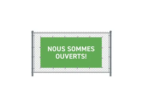 Hekwerkbanner 200x100 cm Groen met Franstalige Print Ouvert