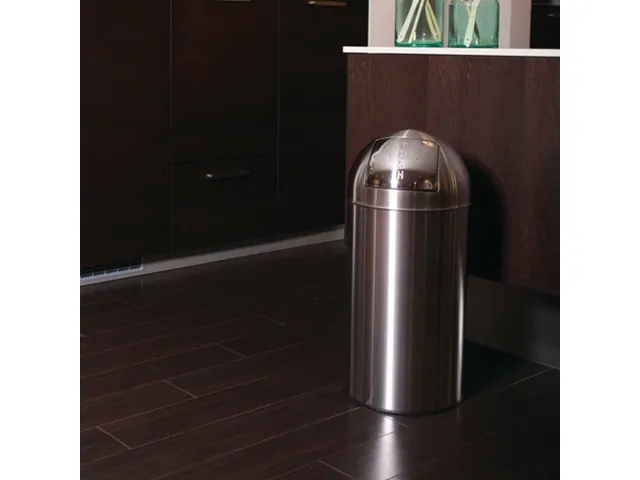 Afvalbak Pushcan 40 liter Mat Chroom