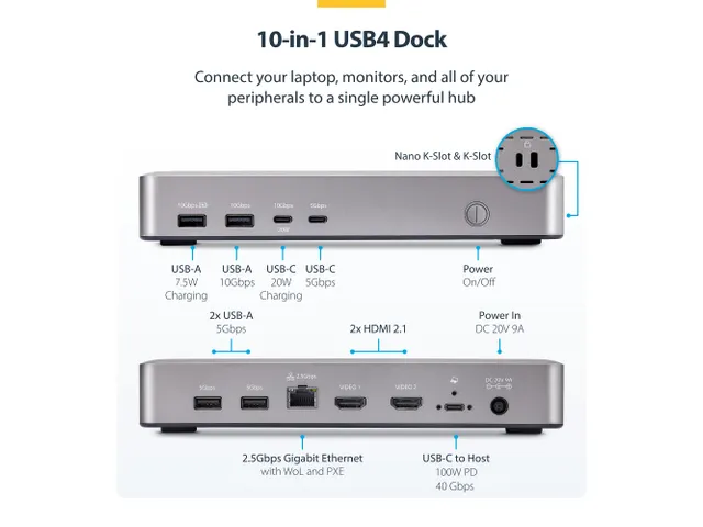 Dual-Monitor USB4 docking station Dual 4K 120Hz of Single 8K 60Hz