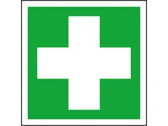 EHBO-bord,EHBO,wandbord,aluminium,lang nalichtend,HxB 200x200mm