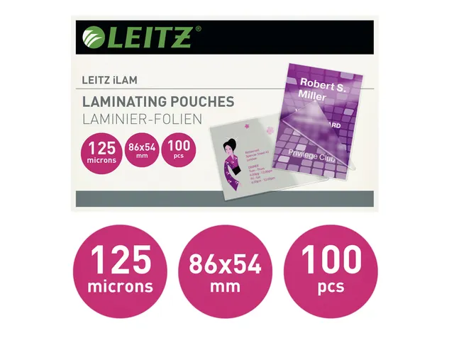 Lamineerhoes Leitz 54x86mm 2x125 micron EVA 100stuks