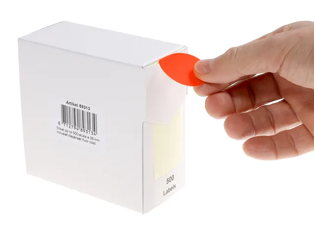 Etiket Rillprint 35mm 500st op rol fluor rood