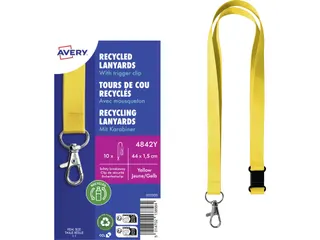 Lanyard Avery rPET geel 440x15mm met karabijnhaak 10 stuks - 1