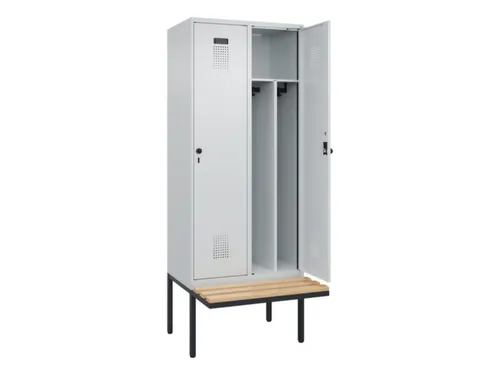 locker met bank,voor scheiding van kleding,HxBxD 2120x800x815mm,2vak