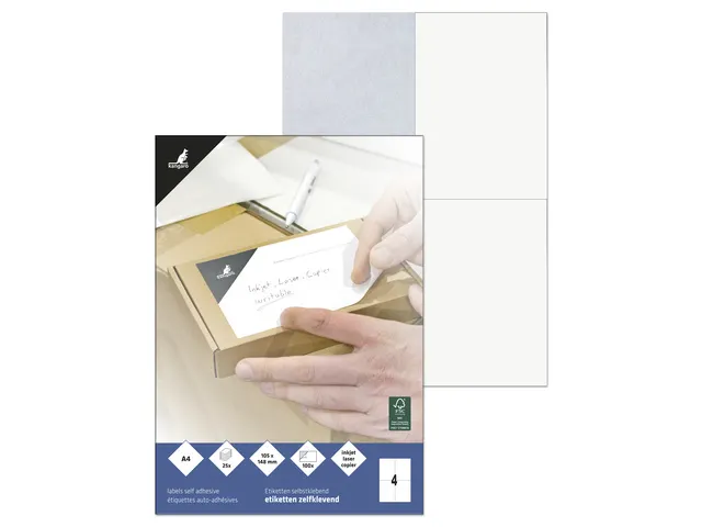Etiket Kangaro ILK 105x148mm doos à 25 vel, 4 etiketten per A4 vel