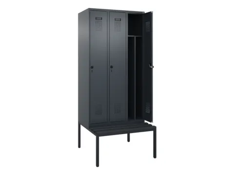 locker met bank,voor scheiding van kleding,HxBxD 2120x900x815mm,3vak