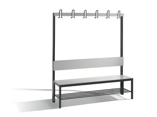 omkleedbank,HxLxD 1710x1500x407mm,HPL zilvergrijs,frame staal RAL7021