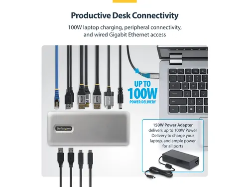 StarTech USB-C Docking Station 2x DP HDMI 4K60 100W PD