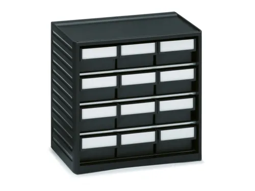 ESD-assortimentskast,HxBxD 290x310x180mm,12lade(n),laden zwart