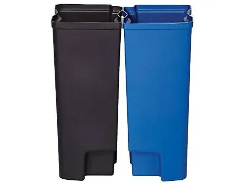 Recycling binnenbakken 2x15 liter End Step RVS Zwart Blauw Kunststof