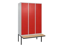 locker met bank,HxBxD 2120x1200x815mm,3vak,vak B 400mm,cil.-slot