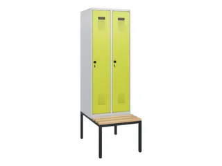 locker met bank,HxBxD 1950x600x815mm,2vak,vak B 300mm,draaigrendel - 2