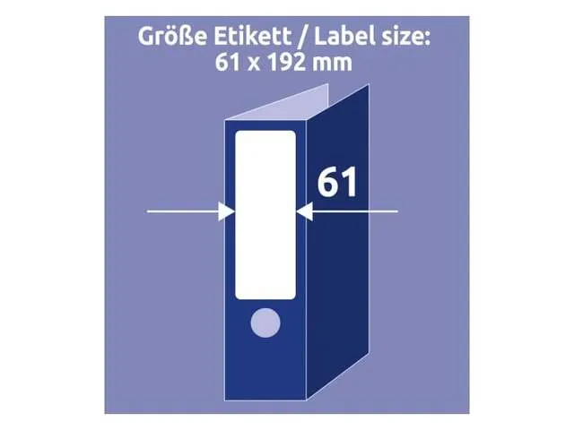 Etiquettes blanches pour dos de classeur larges, 61x192mm 10 feuilles,