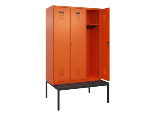 locker met bank,HxBxD 2120x1200x815mm,3vak,vak B 400mm,cilinderslot