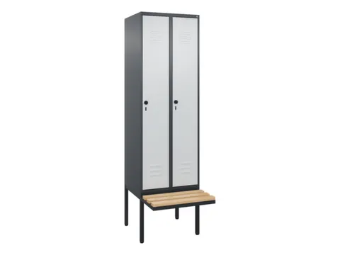 locker met bank,HxBxD 2120x600x815mm,2vak,vak B 300mm,draaigrendel