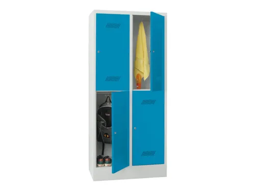 dubbeldekse locker,HxBxD 1850x800x500mm,2x2vak.,RAL7035,front RAL5012