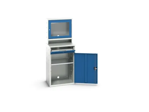 pc-kast monitorvak 1650x650x550mm toetsenbordblad RAL7035+RAL5010