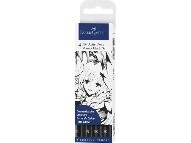 Tekenstift Faber-Castell Pitt Artist Pen Manga 4-delig etui zwart