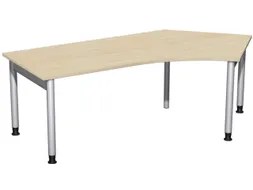 In hoogte verstelbaar hoekbureau 680-800x2166x1130mm esdoorn zilver