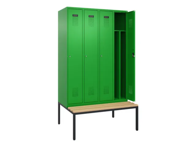 locker met bank,voor scheiding van kleding,HxBxD 2120x1200x815mm,4vak