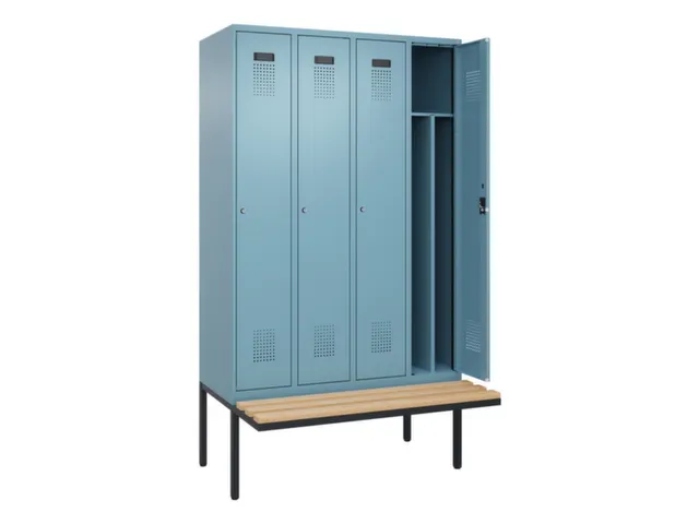 locker met bank,voor scheiding van kleding,HxBxD 2120x1200x815mm,4vak