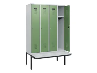 locker met bank,HxBxD 1950x1200x815mm,4vak,vak B 300mm,cilinderslot - 1