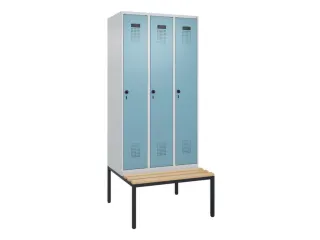 locker met bank,voor scheiding van kleding,HxBxD 2120x900x815mm,3vak - 2