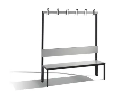 omkleedbank,HxLxD 1710x1500x407mm,HPL zilvergrijs,frame staal RAL7021